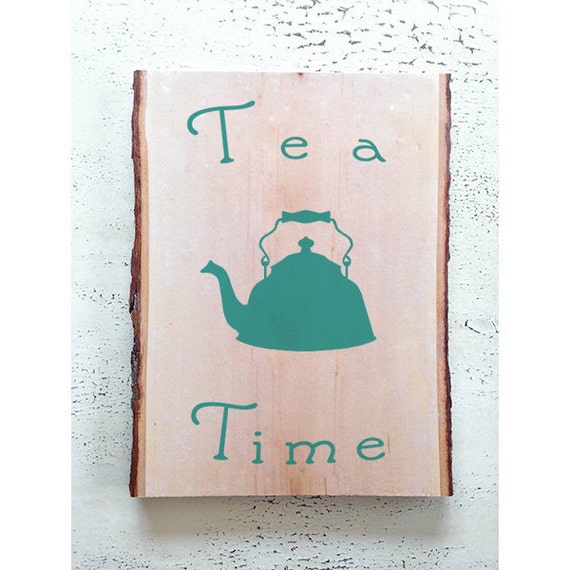 Tea Time Tree Slice Wall Art by JoyOriginale on Etsy