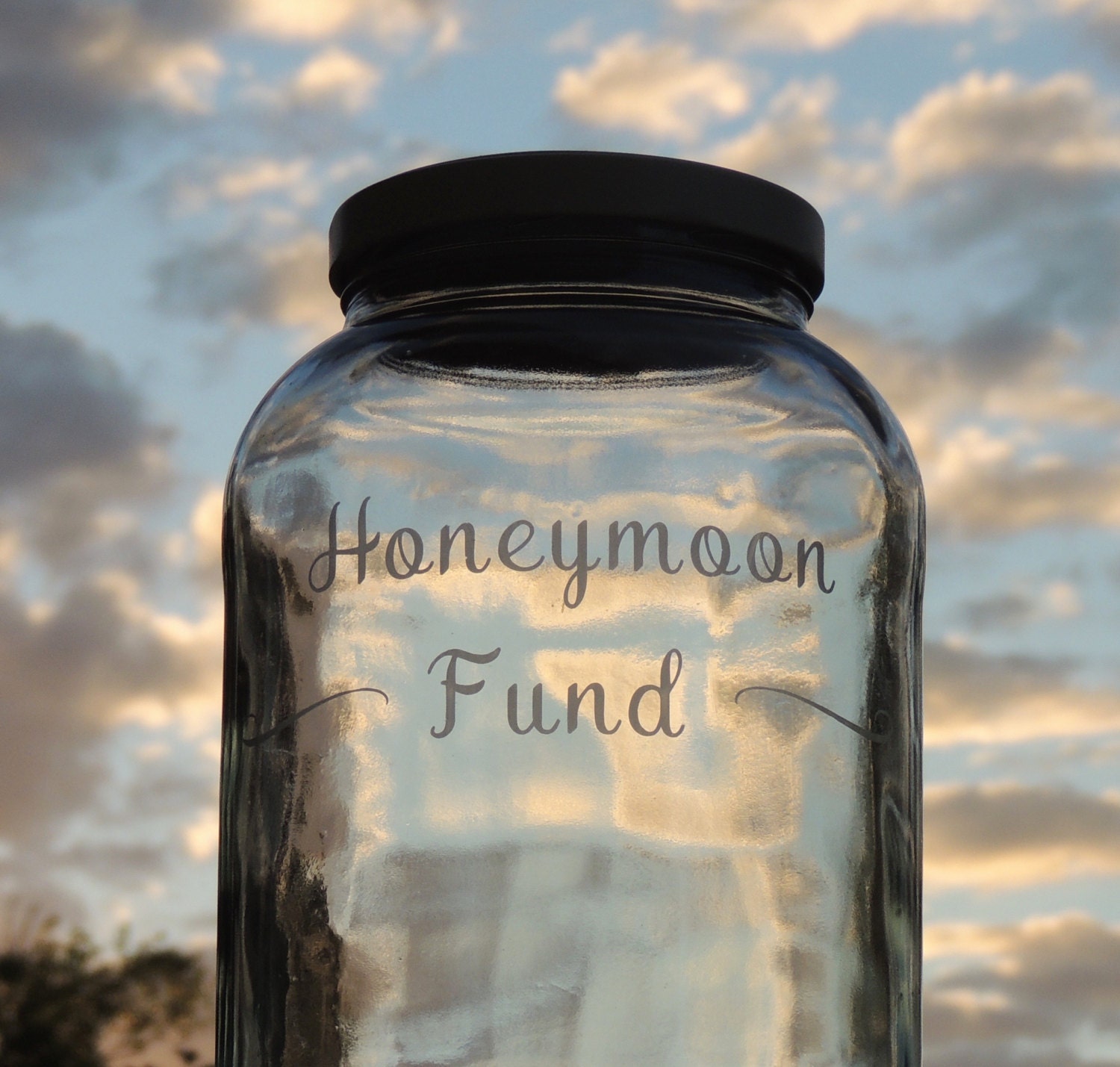 Honeymoon Fund Jar Etched Jar Gallon Jar with Lid