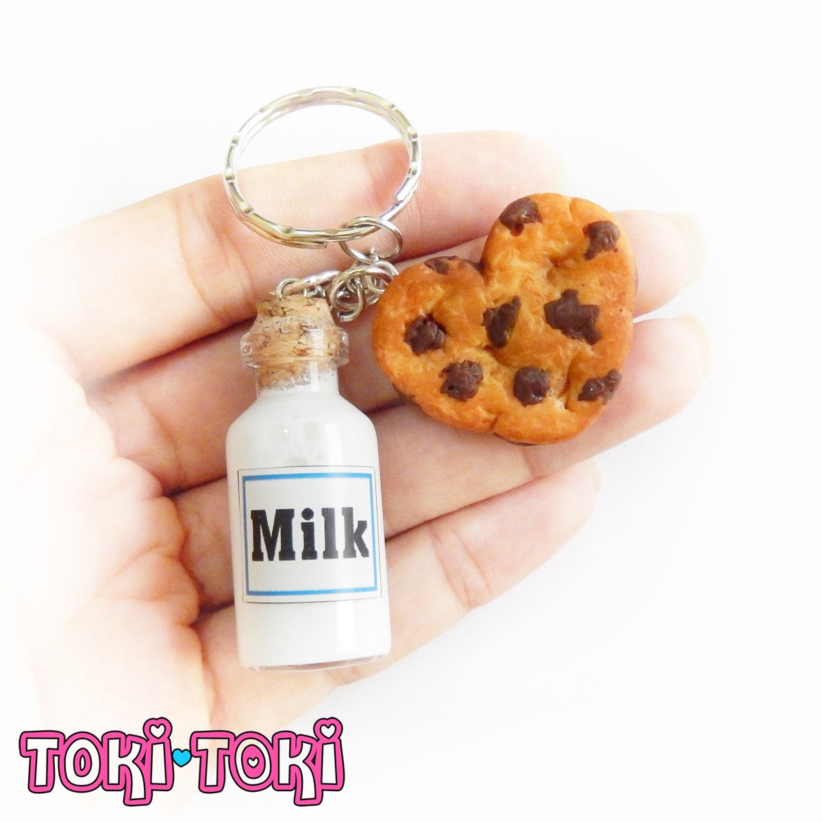 Milk And Cookie Keychain Chocolate Cookie Kawaii Keychain