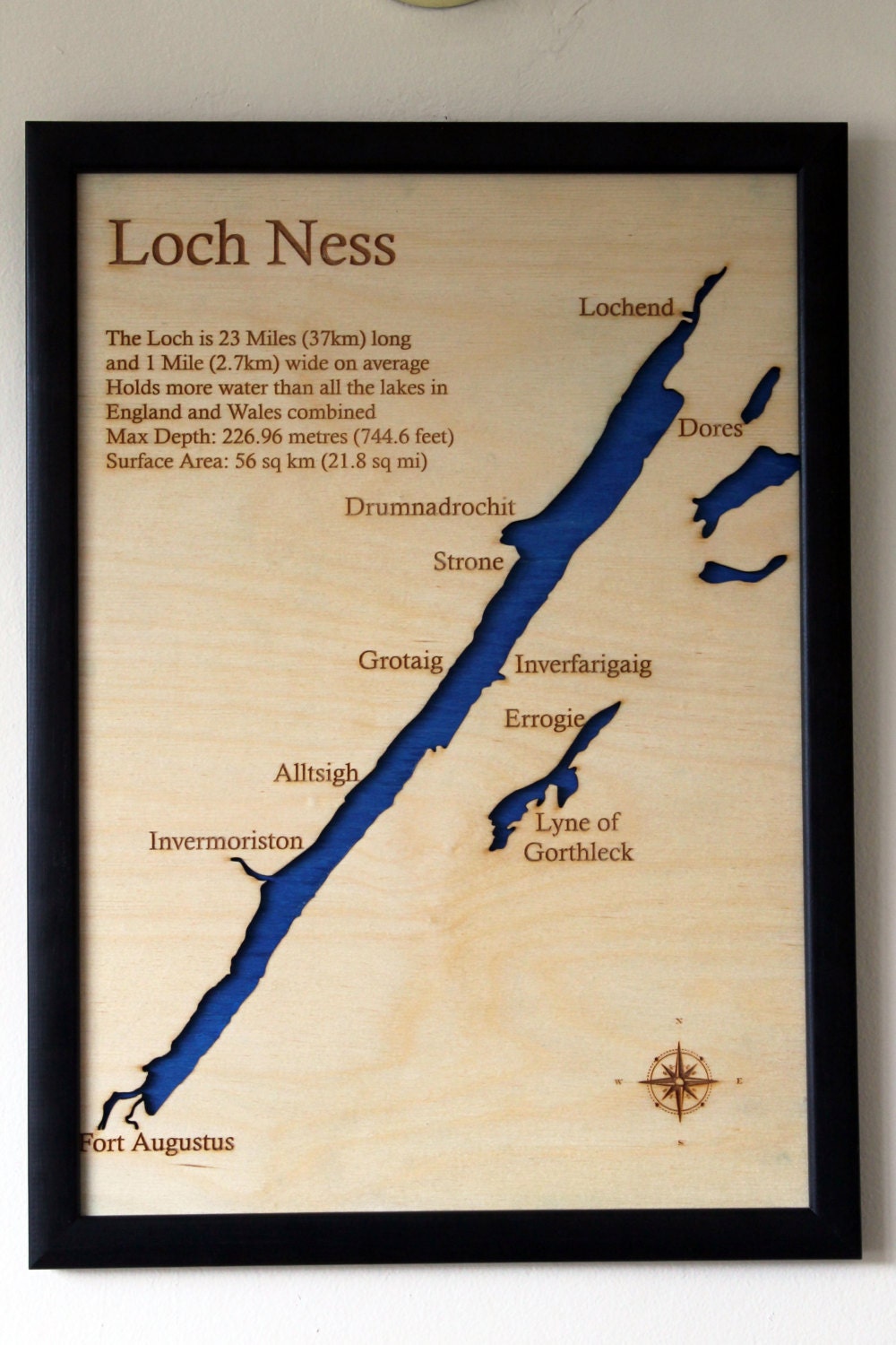 Loch Ness Lake Map Wall Map