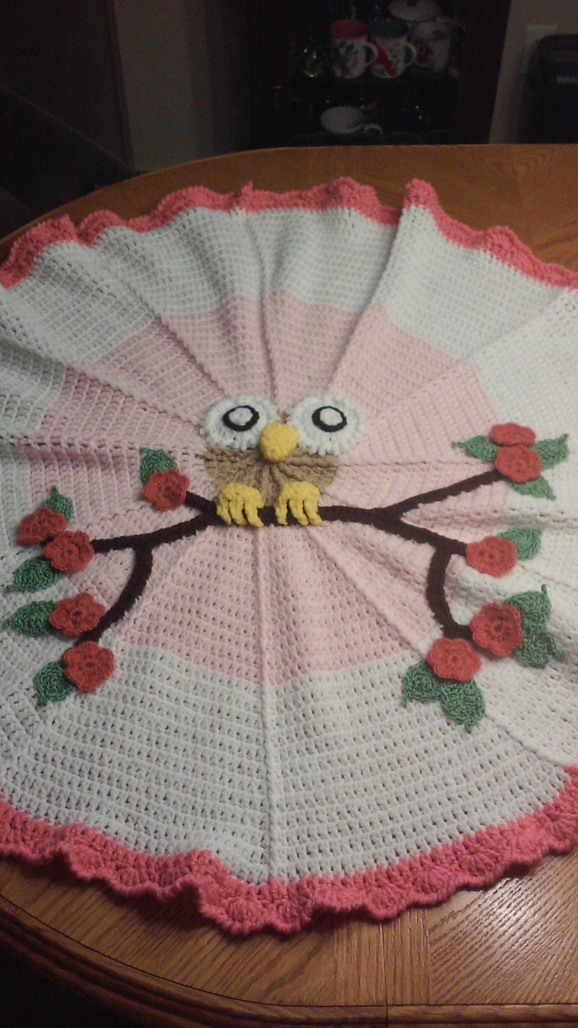 Crocheted Owl Baby Blanket Baby Blanket Owl Blanket Owl