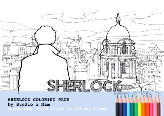 Items similar to Sherlock Holmes - Coloring Page - Coloring Book