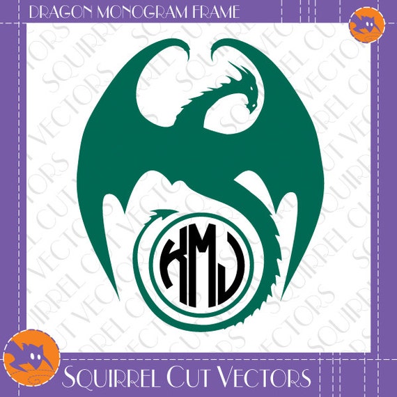 Download Dragon Monogram Frame SVG DXF EPS Cutting files