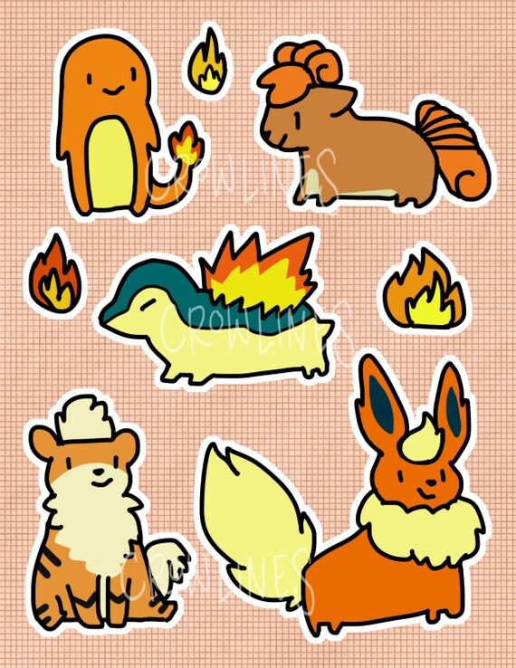 Items similar to Fire Pokemon Sticker Sheet on Etsy