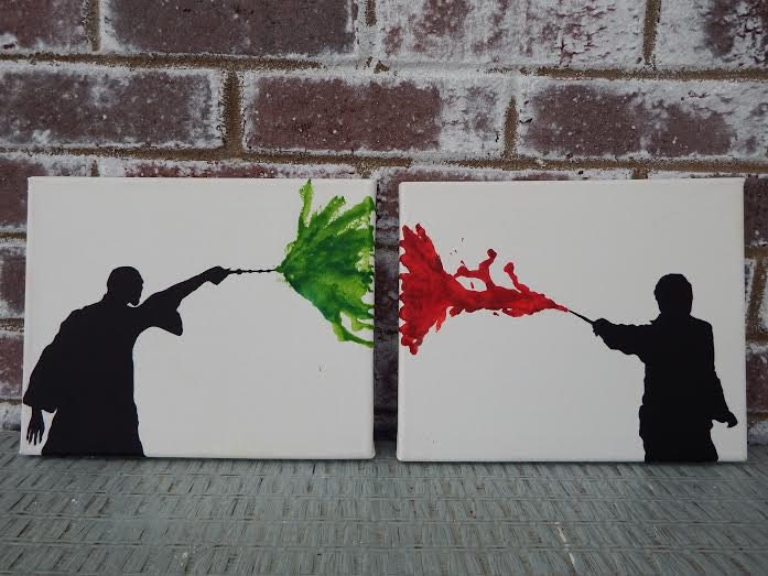 Harry Potter Canvas Art Set Harry Voldemort Duel Crayon Art