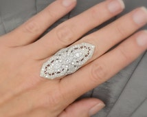 White gold diamond knuckle ring