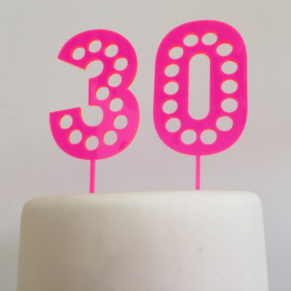 Birthday Number Acrylic Cake Topper - Single Digit Laser Cut Marquee Number