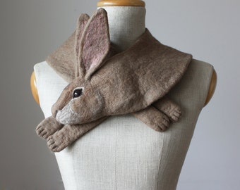 Rabbit - felted wool animal scarf