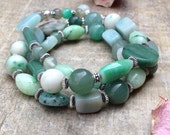 Green Gemstone Stretch-Natural Stone Bracelet-Emerald Jewelry-Chunky Beaded Bracelet-Unique Beaded Bracelet-Birthday Gift Ideas