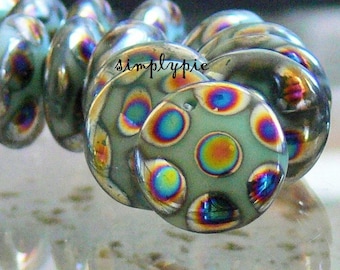 Turquoise Peacock Drop Lentil Czech Beads 12mm 10 Pcs Top Drilled Coin Glass Beads