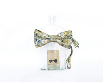 Ella - Yellow/Blue Floral Men's Pre-Tied Bow Tie or Self-Tied Bow Tie