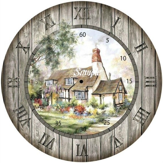 Items similar to Thatched Roof Cottage Clock Face Clock Making Supplies ...