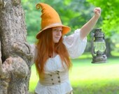 Orange  Witch Hat. Wizard Hat. Fantasy Hat. Cosplay Hat. LARP.