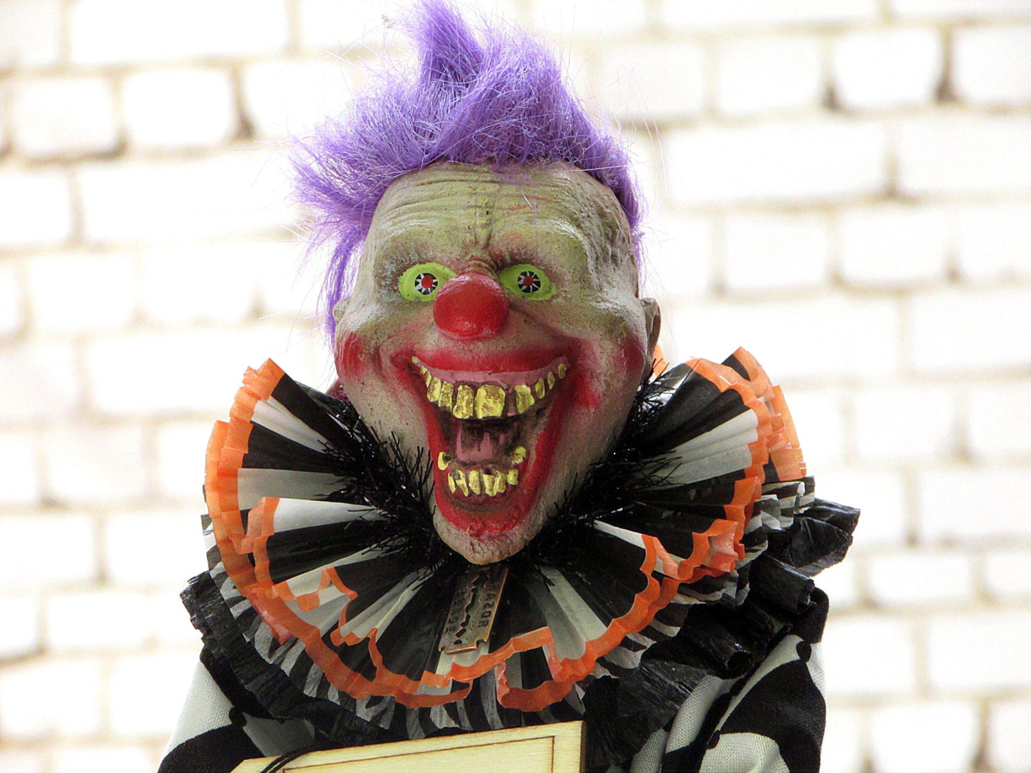 Scary Clown Black and White Clown Doll Harlequin Creepy