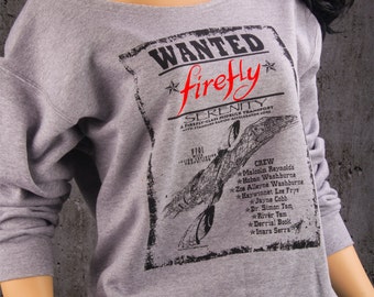 FIREFLY SHIRT Sweatshirt. Slouchy Off The Shoulder Flashdance Style. Browncoats Want Firefly Back, Serenity Crew. Firefly Sweatshirt