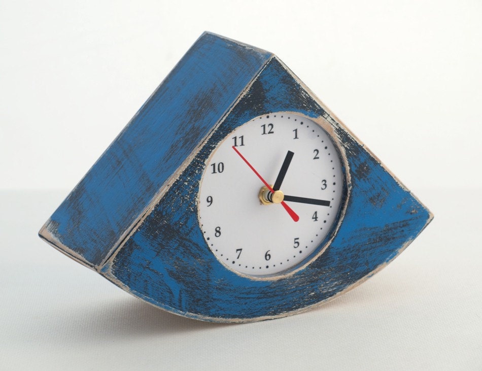 Blue Desk Clock, Handmade BlueTable Clock, Unique gift, Home decor