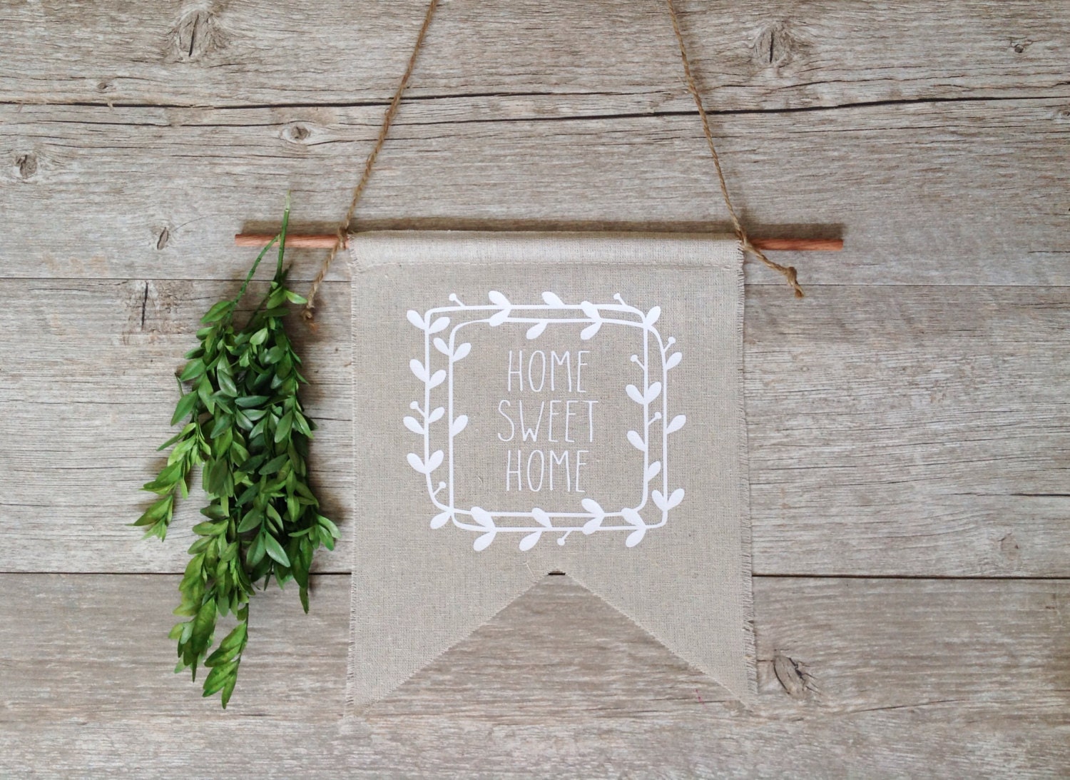 Wall Decor Home Sweet Home Art Wall Hanging Linen Flag Rustic