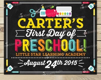 First Day of Preschool Sign Printable - 1st Day of Preschool Sign - 1st Day of School Chalkboard Sign - Back to School Chalkboard - Custom