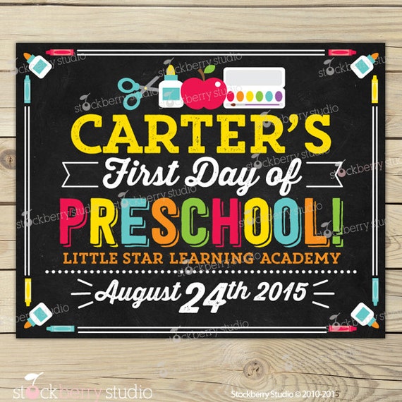 This is a graphic of Trust First Day of Preschool Sign Printable It is a graphic of Trust First Day of Preschool Sign Printable