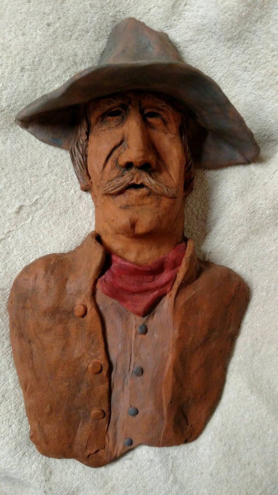 Confederate Civil War Soldier clay face sculpture