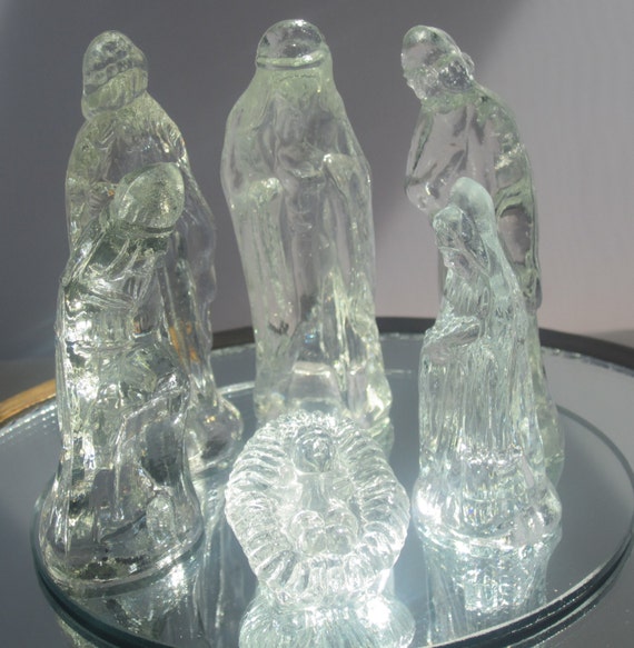 Vintage Clear Glass Nativity