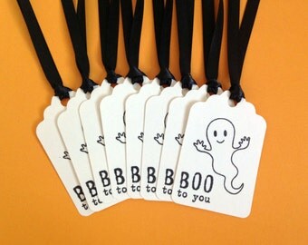 Halloween Tags - Happy Halloween Gift Tags - Halloween Labels - Cute Ghost Tags - Halloween Party Favor Tag - Halloween Treat Tags - Boo Tag