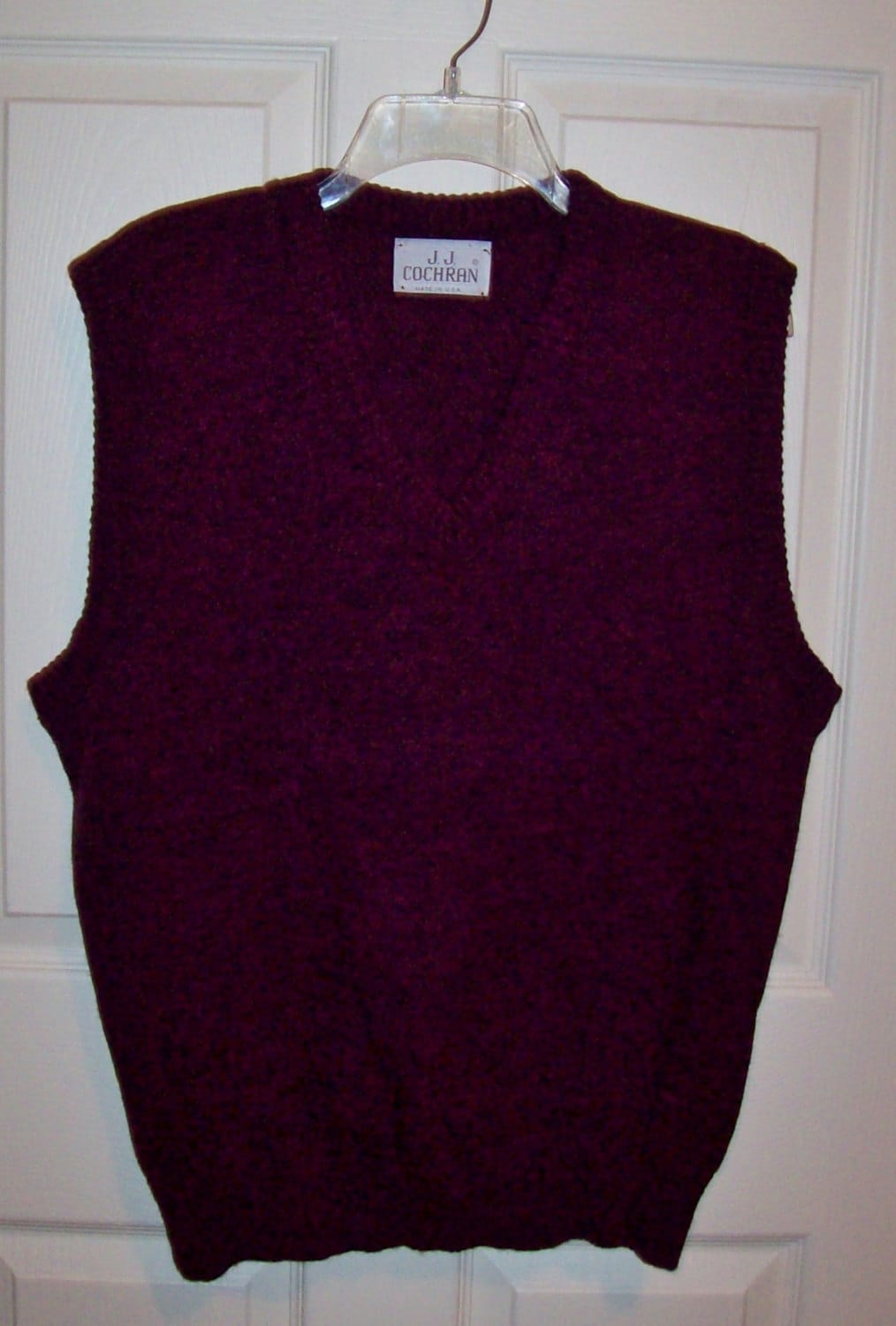 Vintage Men's Maroon Sweater Vest by J J Cochran Large