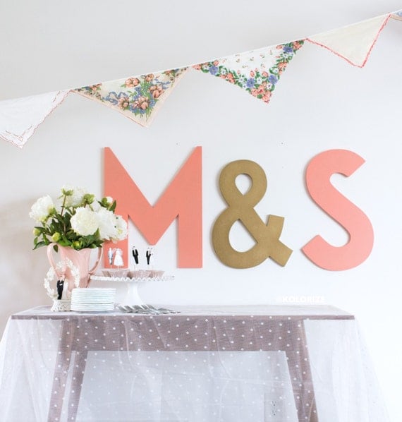 Set 3 Wedding Letters Cutout Signs Bride and Groom Initials Set 3 Wedding Letters Cutout Signs Bride and Groom Initials