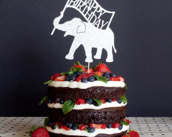 Elephant Cake Topper Assorted Colors Happy Birthday