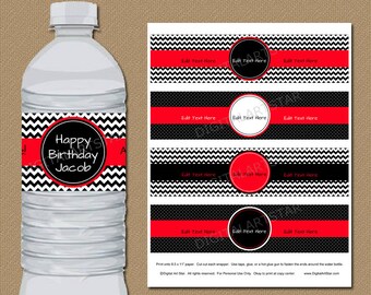 Birthday Water Bottle Labels Printable Birthday by digitalartstar