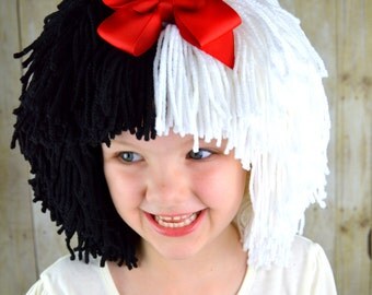 Cruella Deville Wig Halloween Costume for Girls, Black and White Wigs