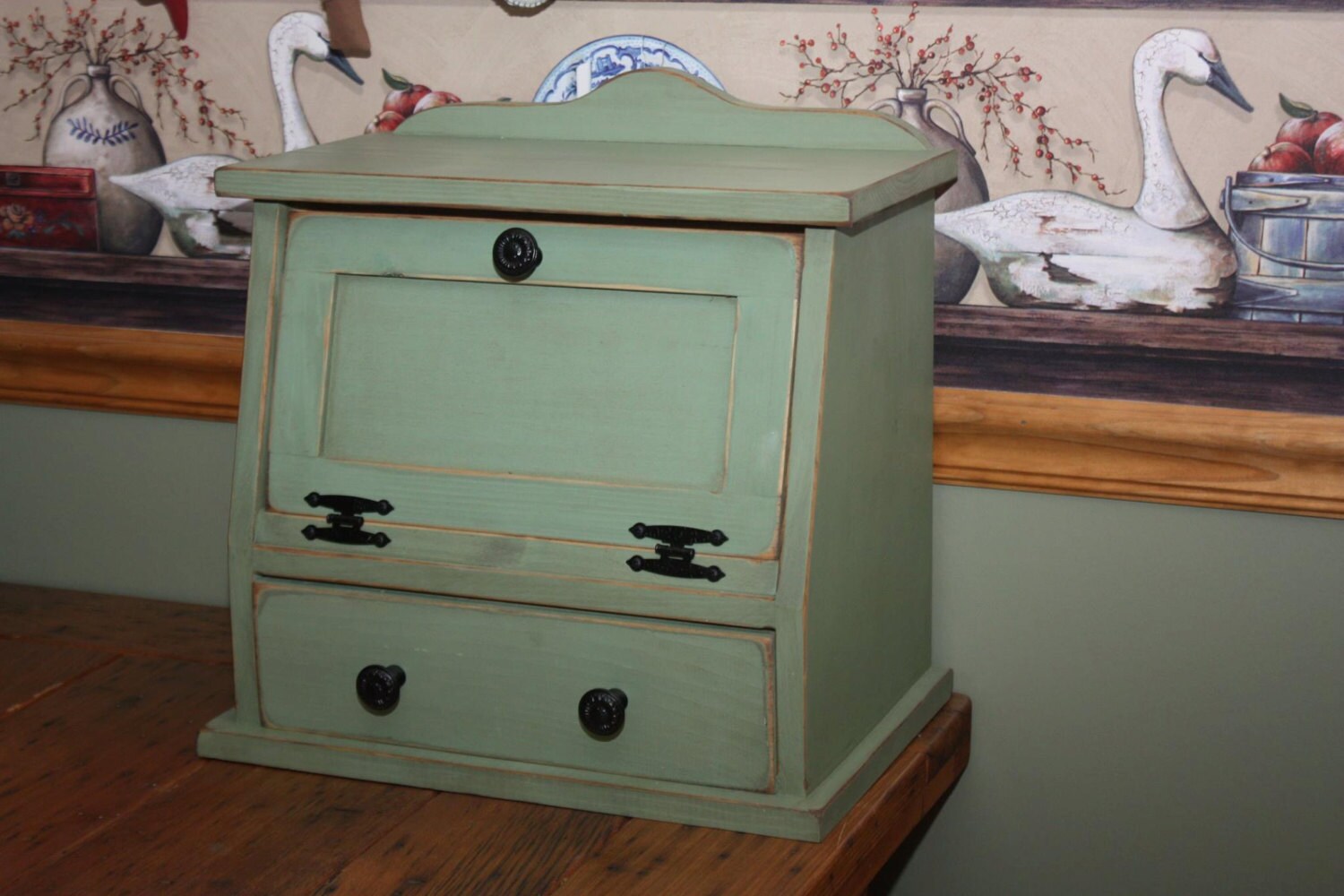 Bread Box with Drawer FREE SHIPPING Shabby Chic Wood