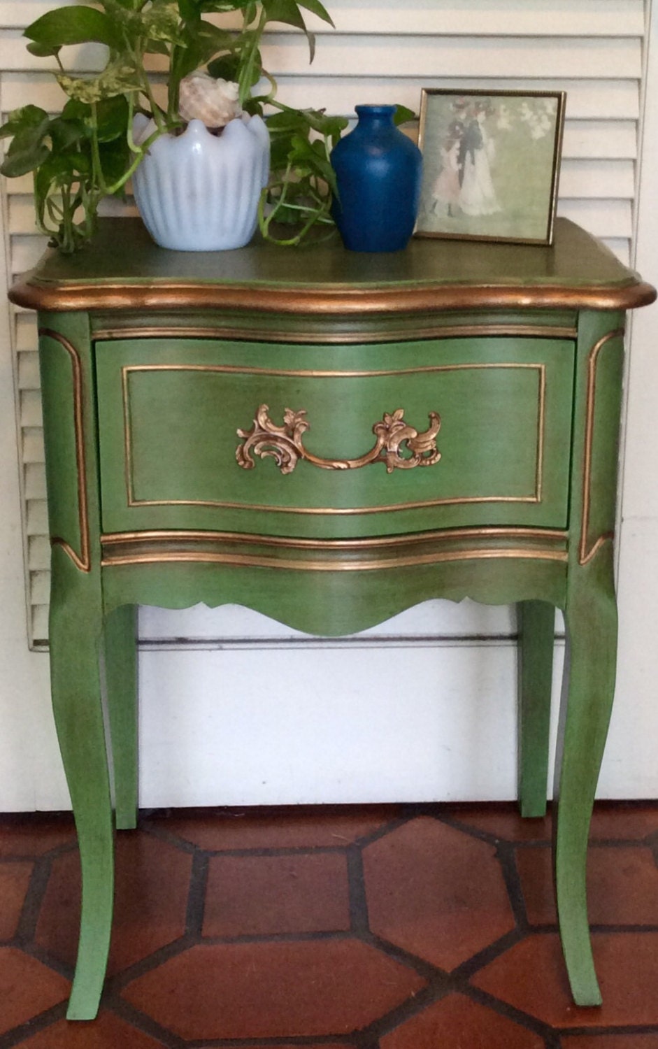 Emerald Green French Nightstand