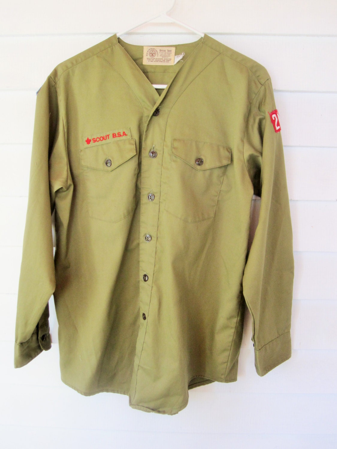 Official Boy Scout Shirt Long-Sleeved Green Cotton Shirt