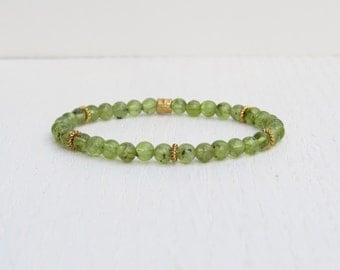 Summer SALE - Peridot bracelet, Green bead bracelet, August birthstone bracelet