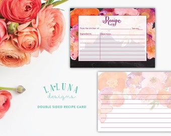 Printable Recipe Card, Bridal Shower Recipe Card, Recipe Cards, 3x5 Recipe Cards, Recipe Cards for Bridal Shower
