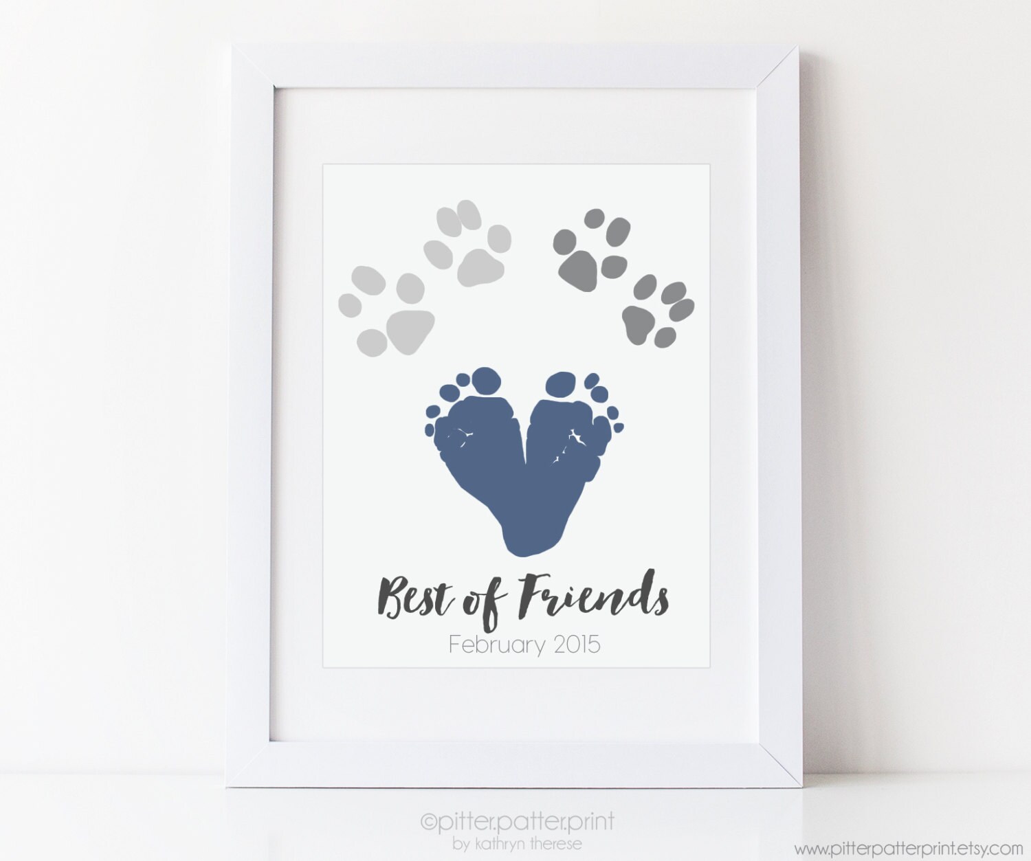Baby Footprint Dog Paw Art Print Gift from Pet for Animal