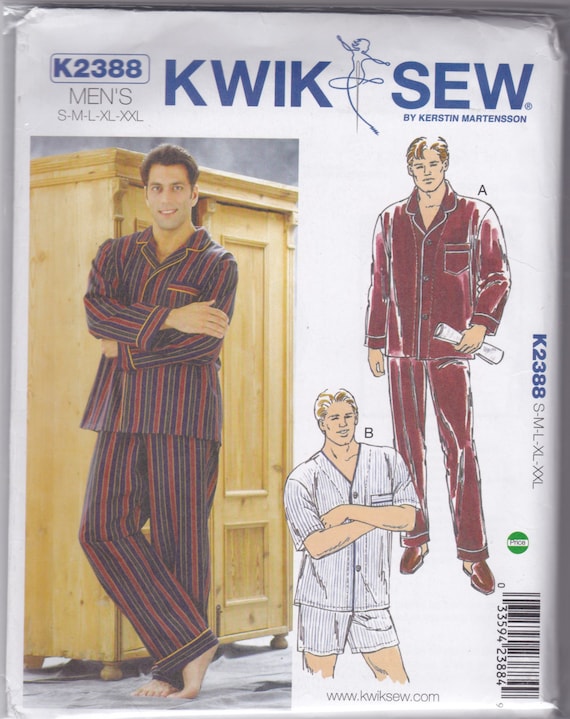 K2388 Kwik Sew Men's Pajamas Sewing Pattern Sizes