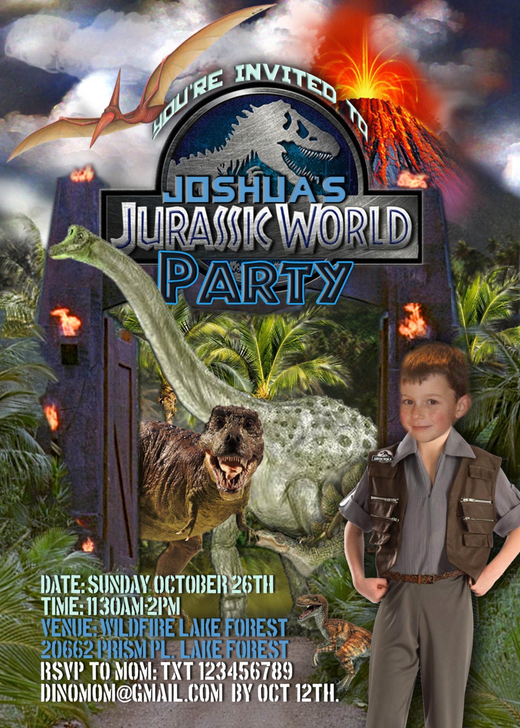 Jurassic World/Dinosaur Printable Party Invitation with