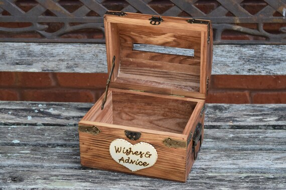 Wedding Advice Box with Slit - Wedding Chest - Wishing Well - Wedding Guest Notes - Rustic Wedding - Shabby Chic Wedding Wedding Guest Book by CountryBarnBabe