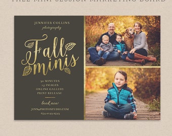 Fall Mini Sessions Template - Photography Marketing board - INSTANT DOWNLOAD - Golden Leaves MFS004