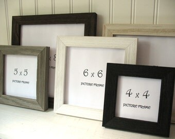 SQUARE Barnwood FRAME Black White Rust Brown Grey Cream Instagram Photo Picture Frame 3x3 4X4 5x5 6x6 7x7 8X8 Glass Barn Wood Wall Decor