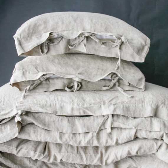 Linen Duvet Cover Set Of And Pillowcases With Linen Duvet Cover Set Of And Pillowcases With Ties Natural French Bedding
