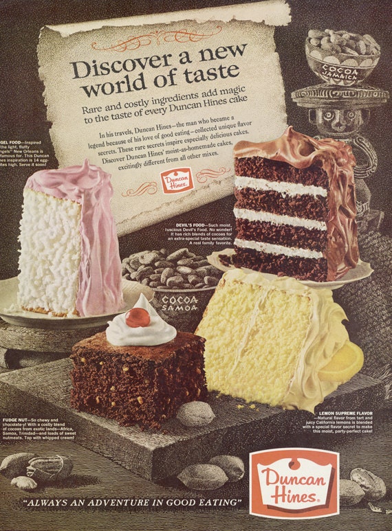 1964 Duncan Hines Cake Advertisement Mid Century Paper 1964 Duncan Hines Ca