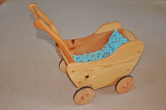 Wooden Doll Stroller Natural Wood Doll Buggy Magic Cabin