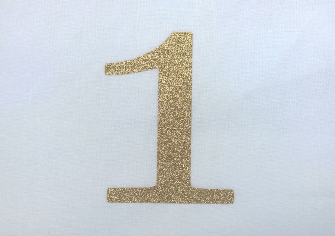 Gold Glitter Number 1 Iron On First Birthday by TwoBabyMonkeys