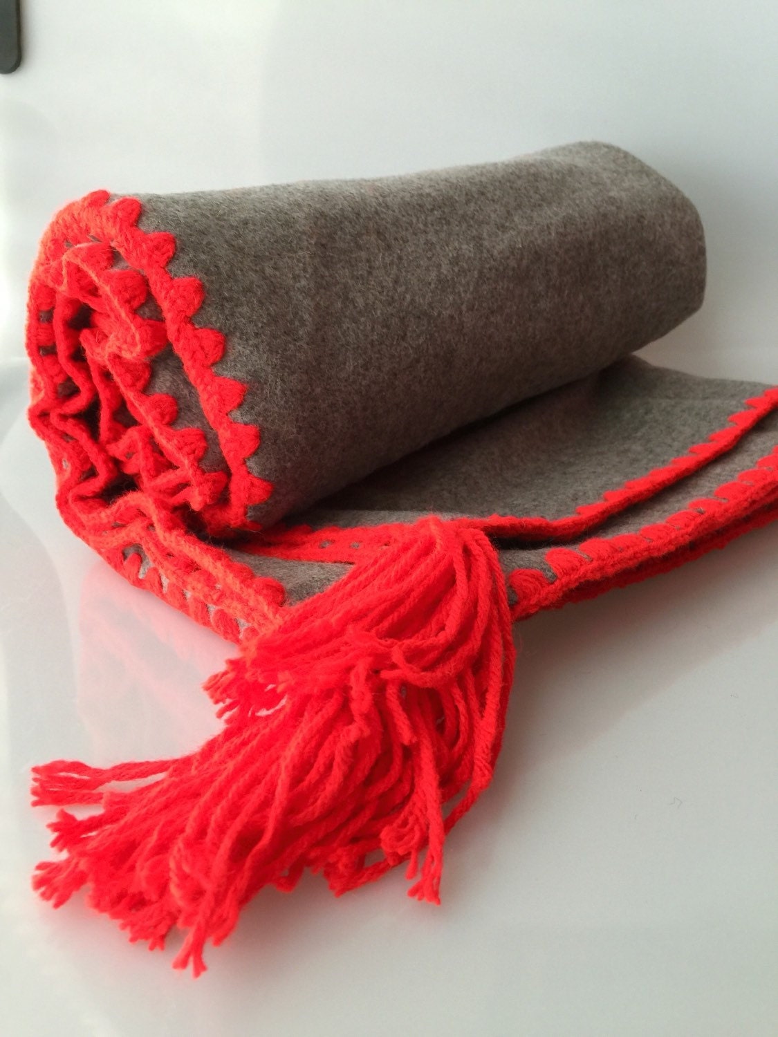 gray throw blanket western ranch cabin felted wool by Redlili