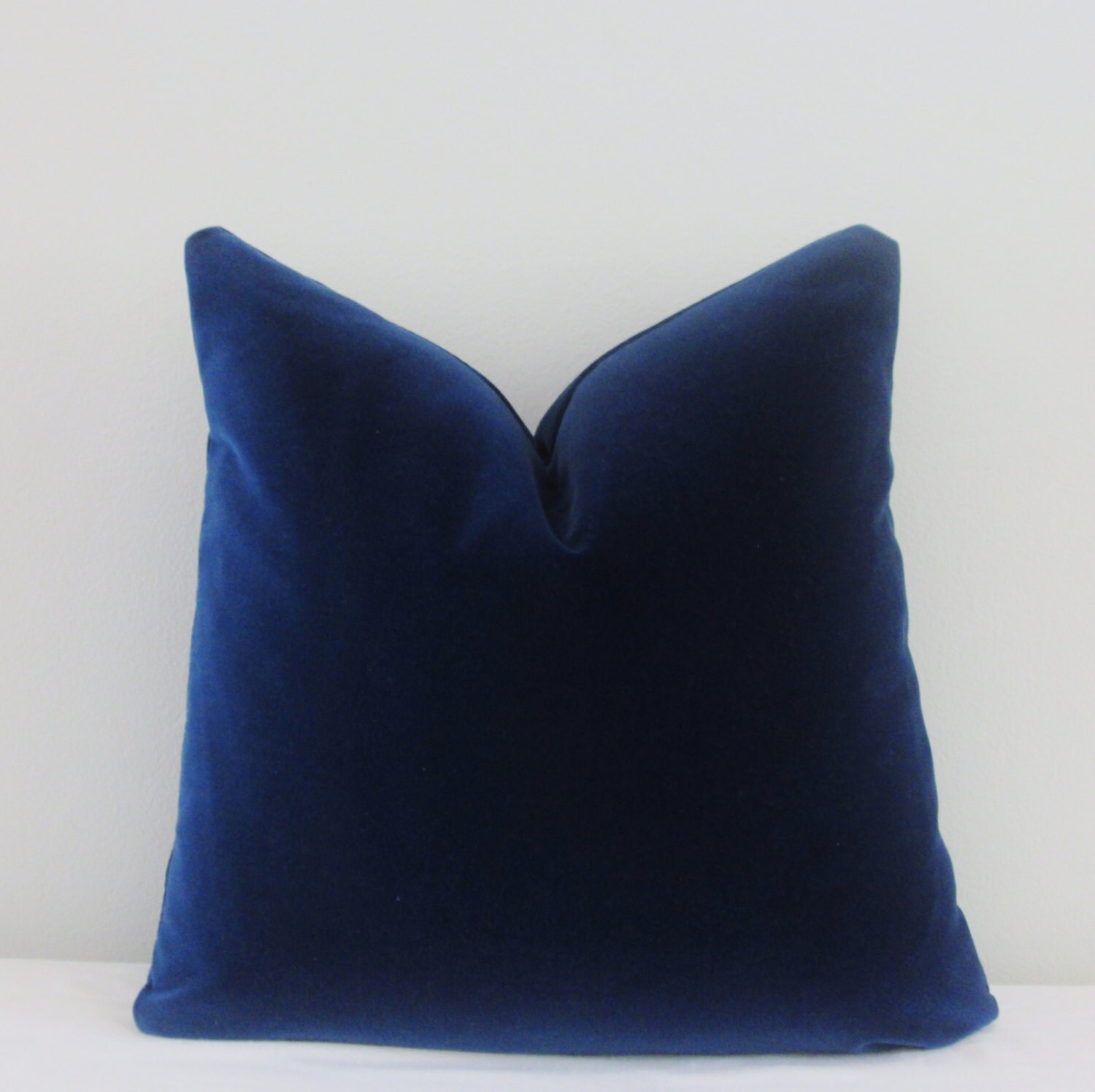 Navy Velvet Pillow Cover // Navy Blue Cotton Velvet 18x18