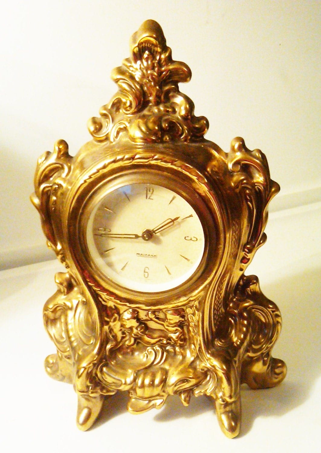 Antique Mercedes Brass Mantle Clock West Germany Regency