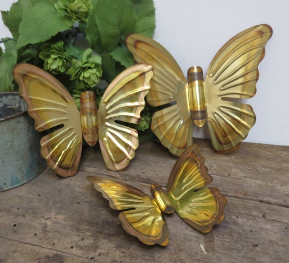 Vintage Metal Butterfly Wall Home Decor Butterflies Set of
